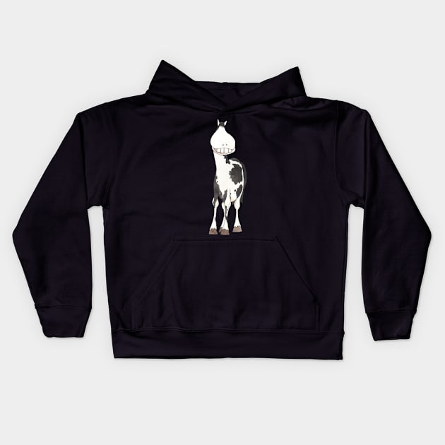 Horse, with perfect teeth! Give us a smile! Black and White Horsey. Kids Hoodie by krisevansart